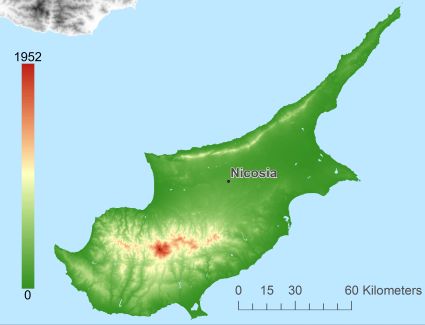 Республика Кипр Цифровая модель местности - DTM
