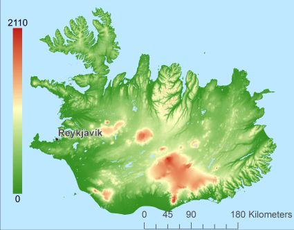 Islande Modèle numérique de terrain - MNT