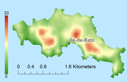 Île de Batz Digital terrängmodell - DTM