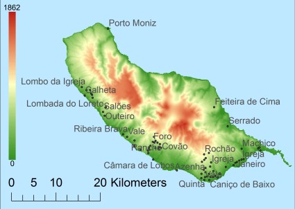 Madeira Modelo digital del terreno - MDT