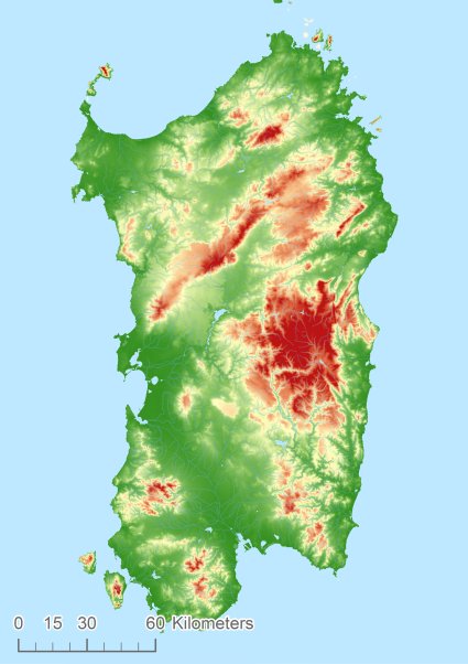 Sardegna Modello digitale di elevazione - DEM