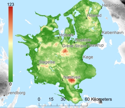 Sjælland Modèle numérique de terrain - MNT