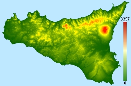 Сицилия Цифровая модель местности - DTM