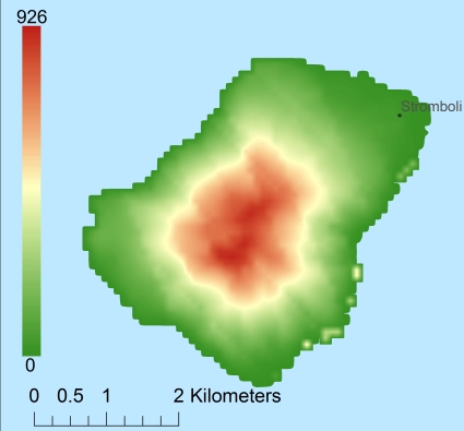 Стромболи Цифровая модель местности - DTM