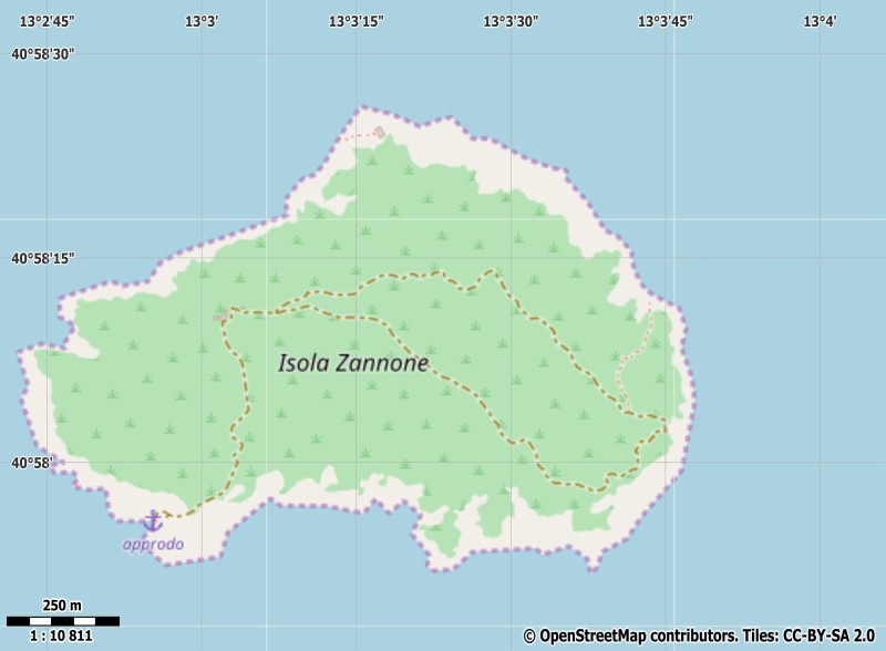 Isola Zannone Kartta