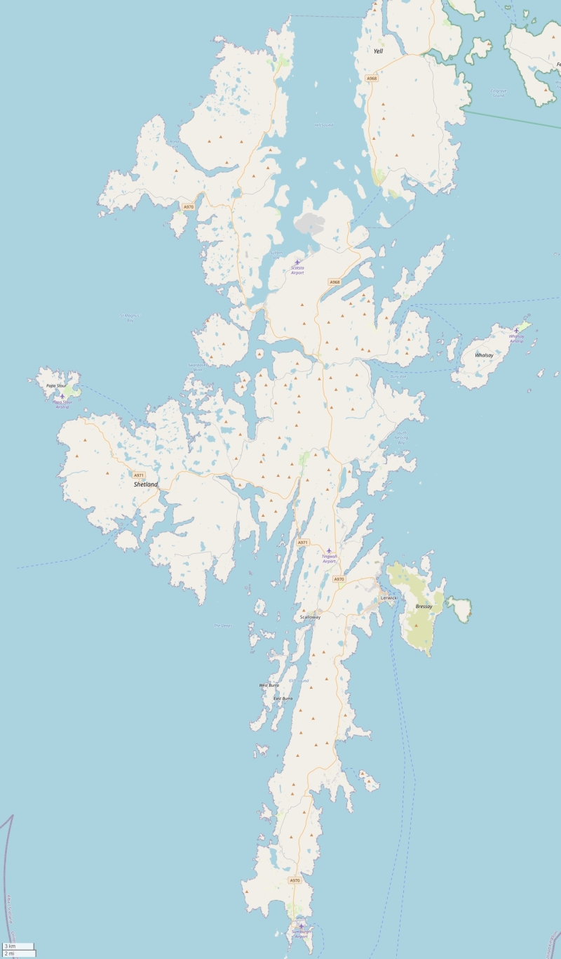 Mainland Shetland Kort
