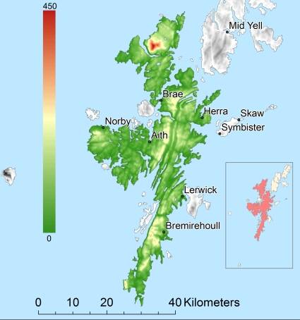 Мейнленд Шетландские Цифровая модель местности - DTM