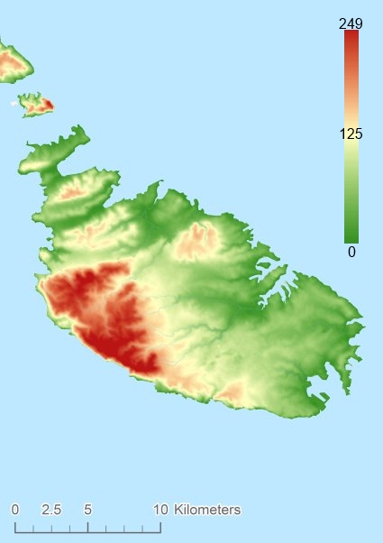 Malta Modello digitale di elevazione - DEM