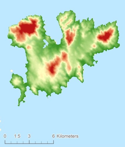 Миконос Цифровая модель местности - DTM
