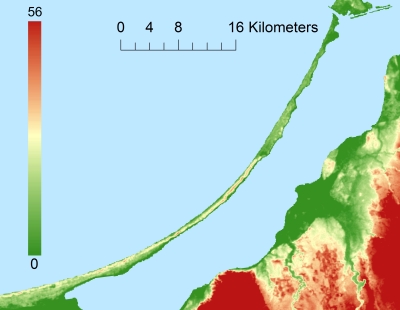 Presqu'île de la Vistule Modèle numérique de terrain - MNT