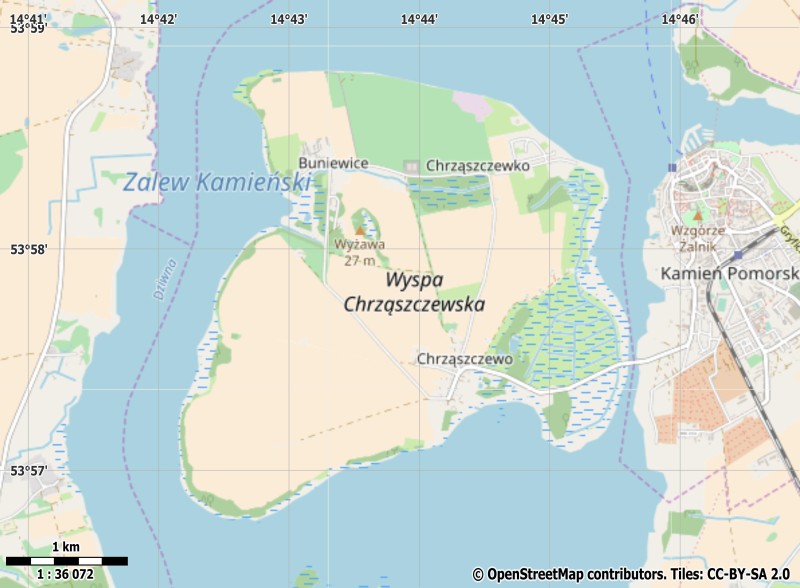 Chrząszczewska Wyspa Mapa