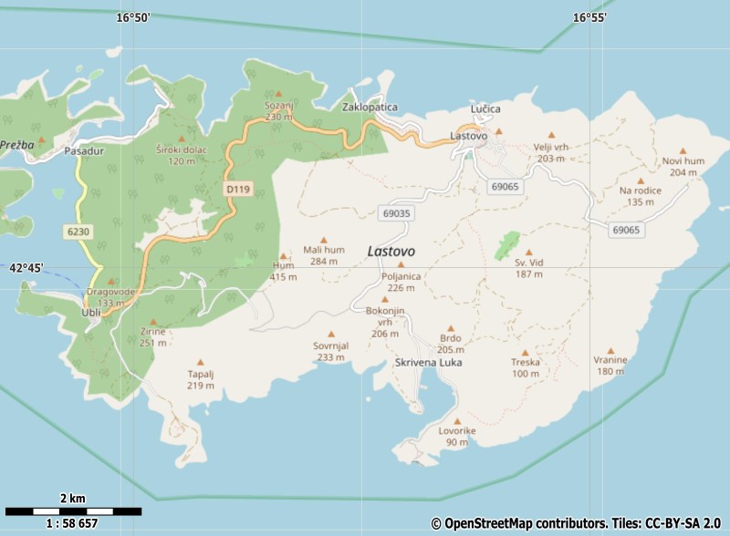 Lastovo Map
