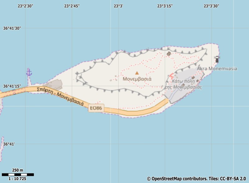 Monemvasia Mapa