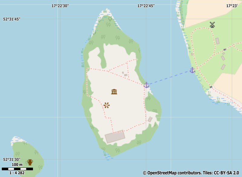 Ostrów Lednicki карта