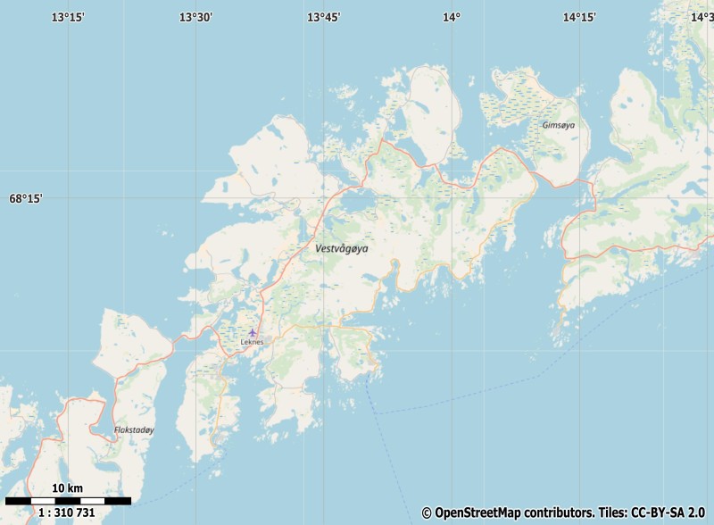 Vestvågøya карта